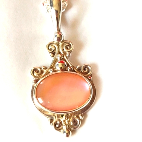 Sajan Crafted Sterling Silver Pink Polished Moonst - Picture 10 of 12